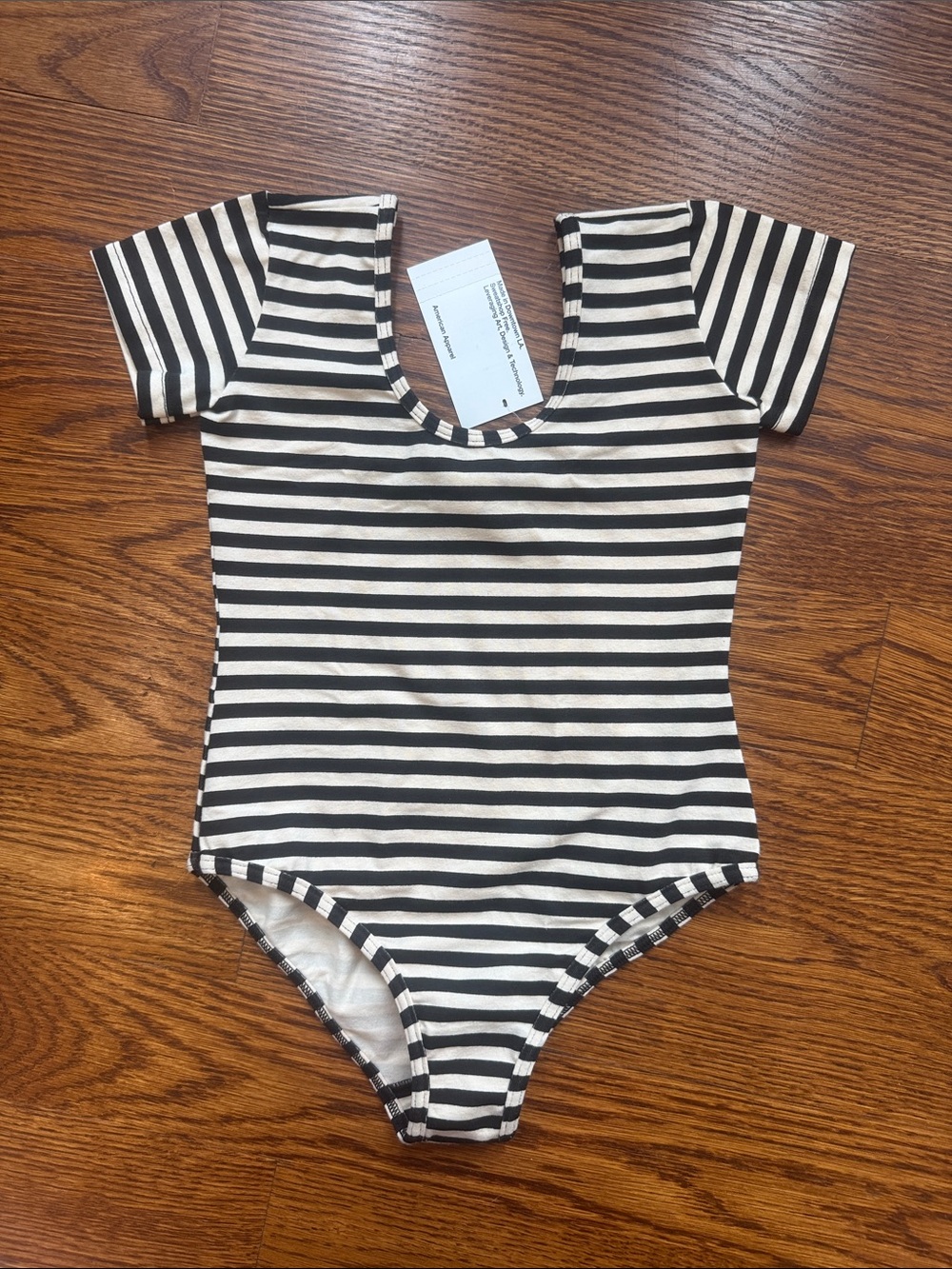 American Apparel Black and Crème Striped Leotard